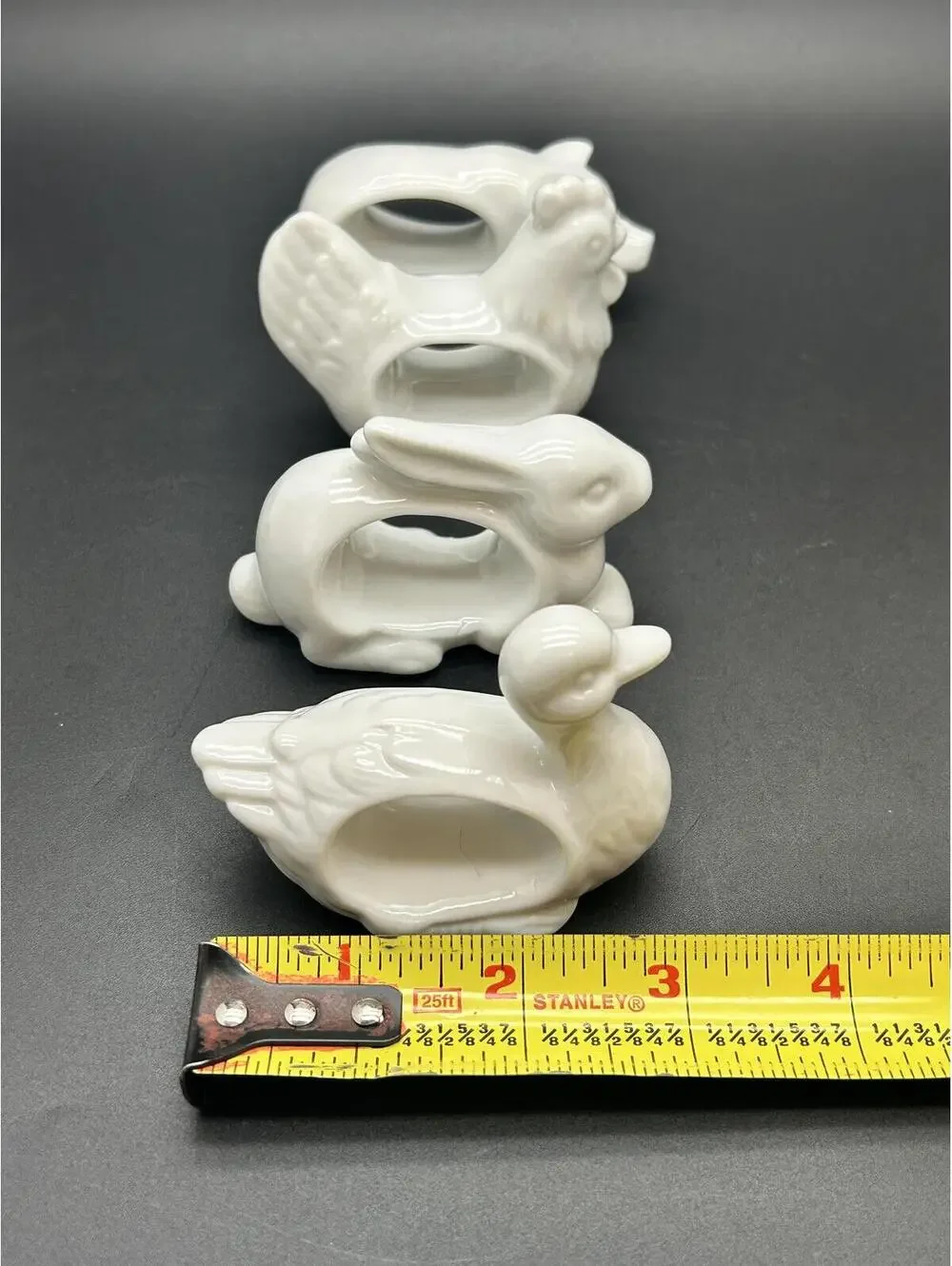 Vintage white porcelain animal themed napkin rings